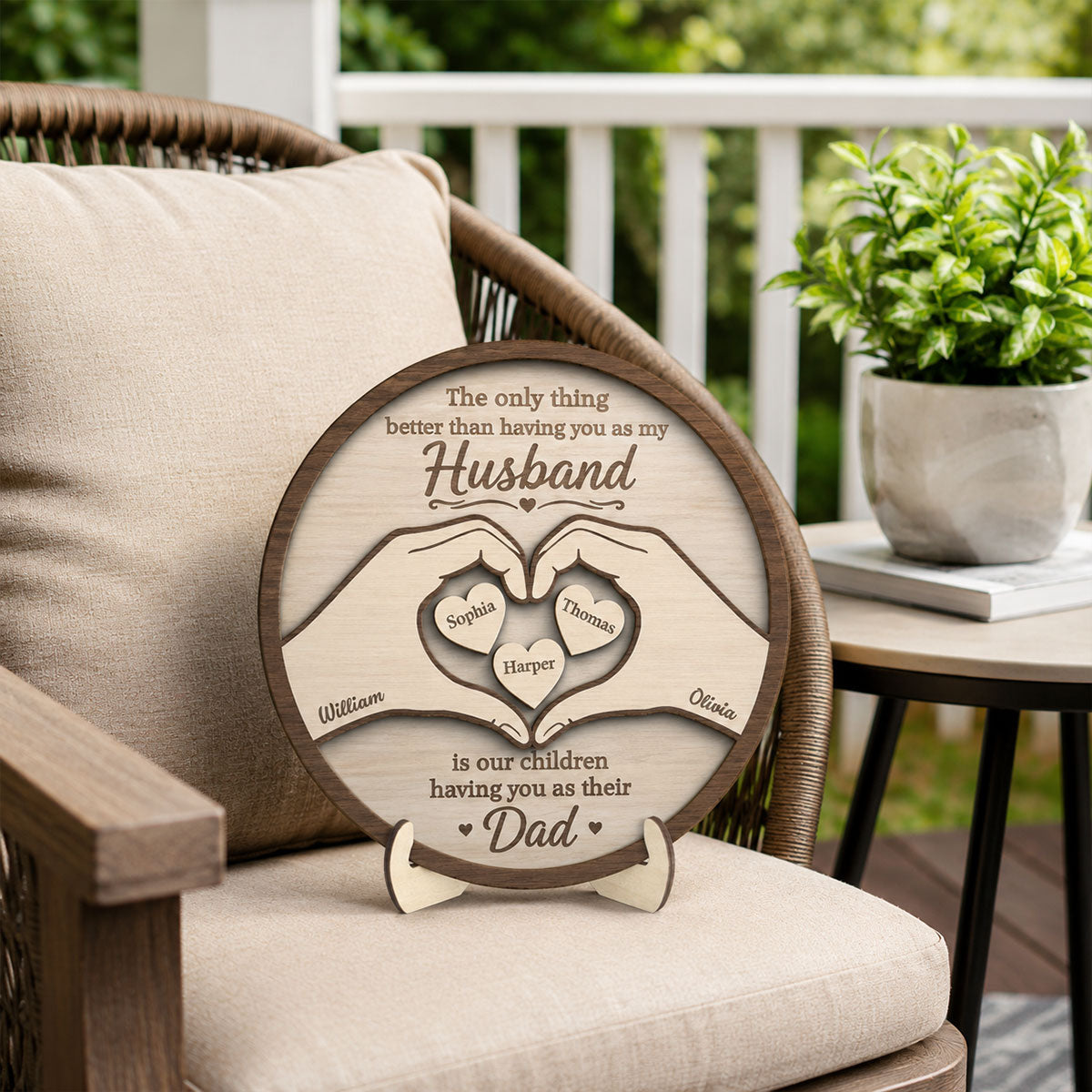 The Only Thing Having You As My Husband Hearts in Hands - Personalized 2-Layered Wooden Plaque -  Gift For Husband