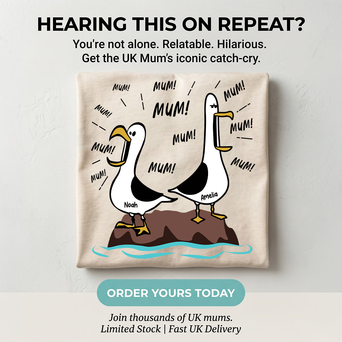 Seagull Mum Mum Mum Custom Name - Personalised Shirt - Funny Mother's Day Gift For Mum