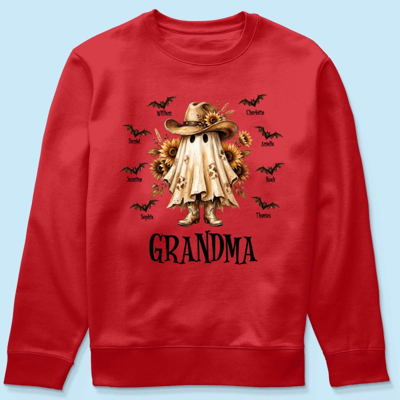 Western Cowgirl Boo Grandma Fall Season Halloween - Personalized Shirt - Halloween Gift For Grandma