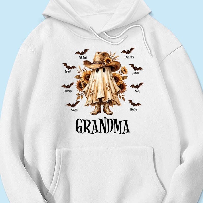Western Cowgirl Boo Grandma Fall Season Halloween - Personalized Shirt - Halloween Gift For Grandma