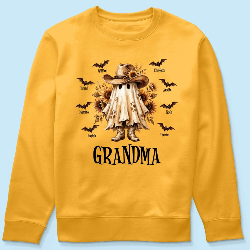 Western Cowgirl Boo Grandma Fall Season Halloween - Personalized Shirt - Halloween Gift For Grandma