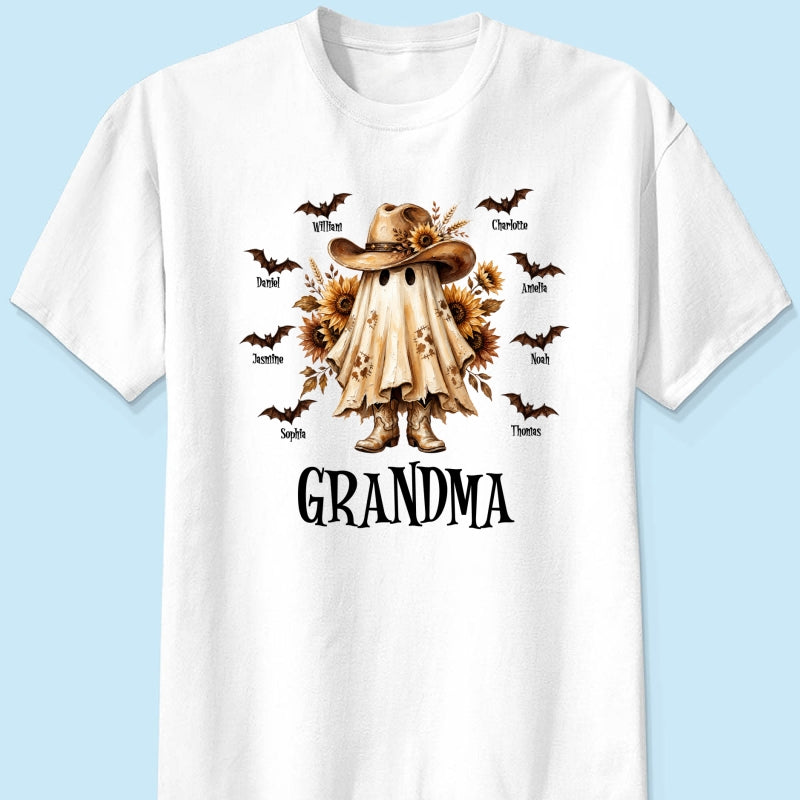 Western Cowgirl Boo Grandma Fall Season Halloween - Personalized Shirt - Halloween Gift For Grandma