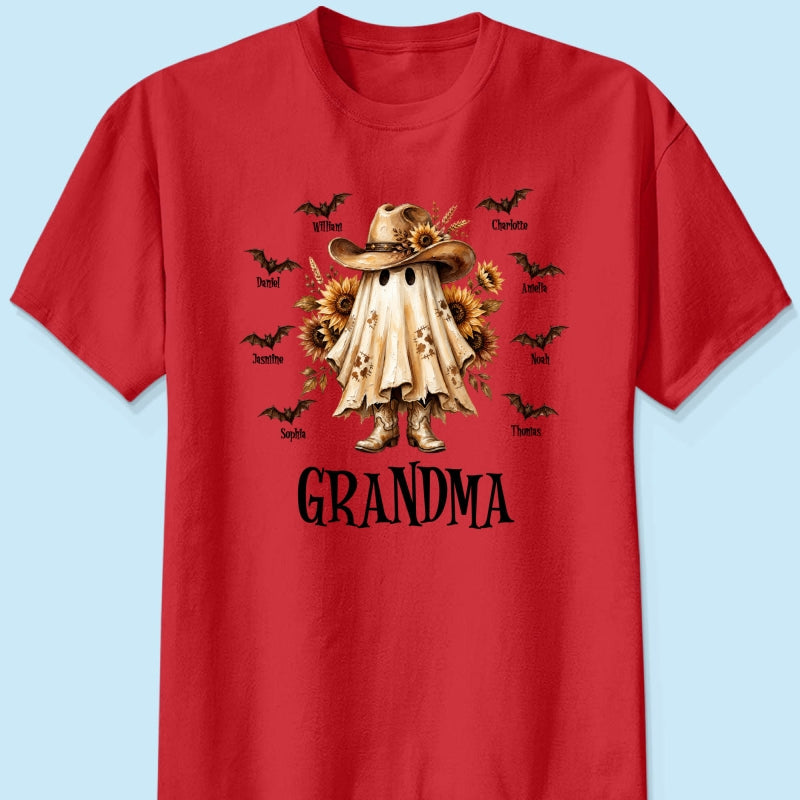 Western Cowgirl Boo Grandma Fall Season Halloween - Personalized Shirt - Halloween Gift For Grandma