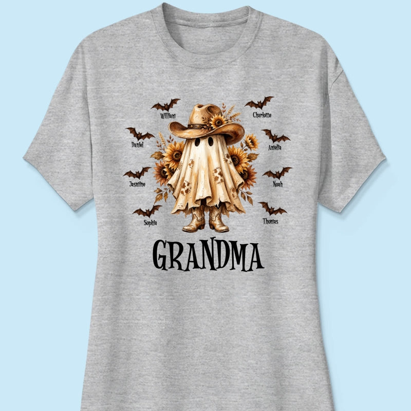 Western Cowgirl Boo Grandma Fall Season Halloween - Personalized Shirt - Halloween Gift For Grandma