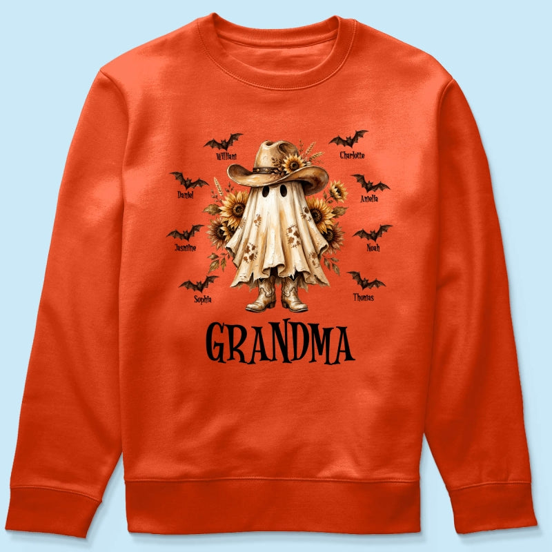 Western Cowgirl Boo Grandma Fall Season Halloween - Personalized Shirt - Halloween Gift For Grandma