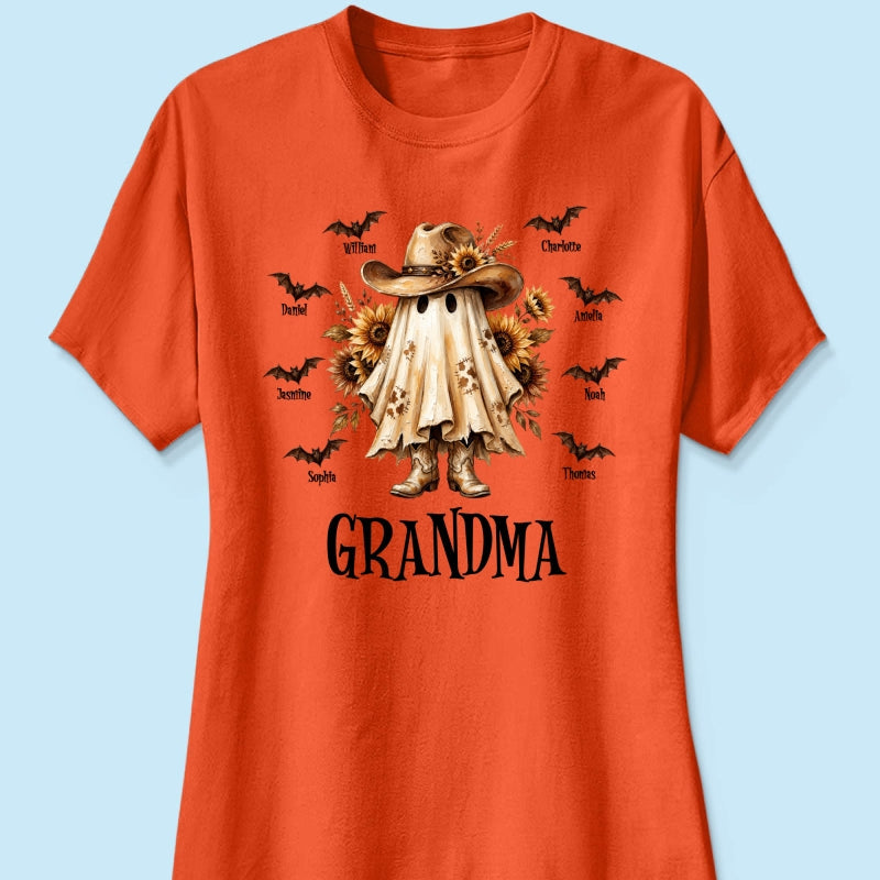 Western Cowgirl Boo Grandma Fall Season Halloween - Personalized Shirt - Halloween Gift For Grandma