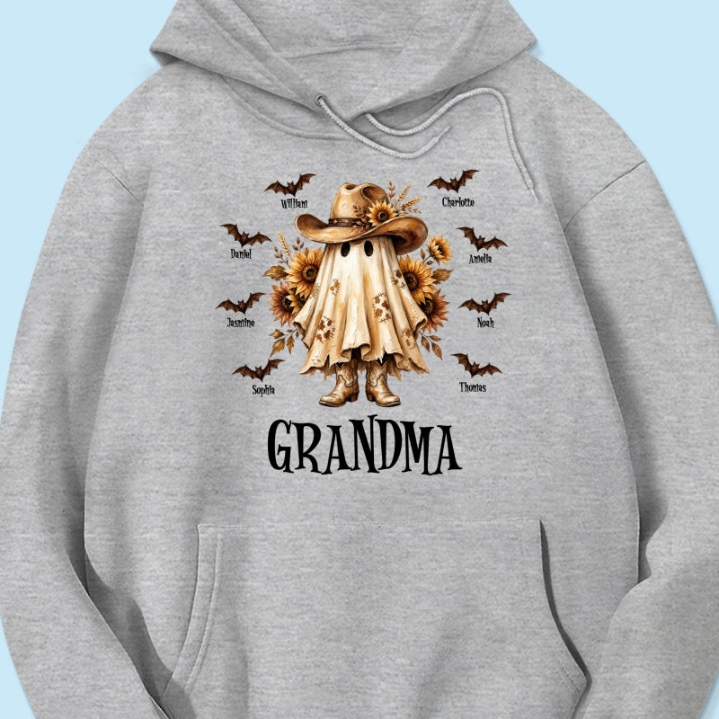 Western Cowgirl Boo Grandma Fall Season Halloween - Personalized Shirt - Halloween Gift For Grandma