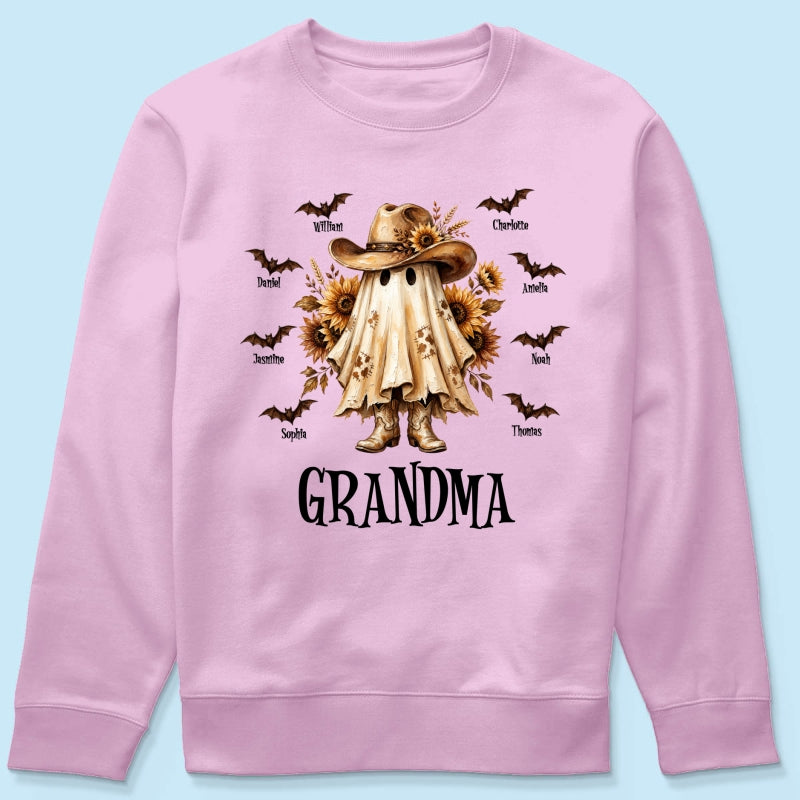 Western Cowgirl Boo Grandma Fall Season Halloween - Personalized Shirt - Halloween Gift For Grandma