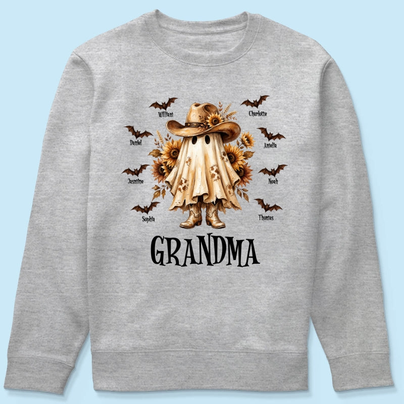 Western Cowgirl Boo Grandma Fall Season Halloween - Personalized Shirt - Halloween Gift For Grandma