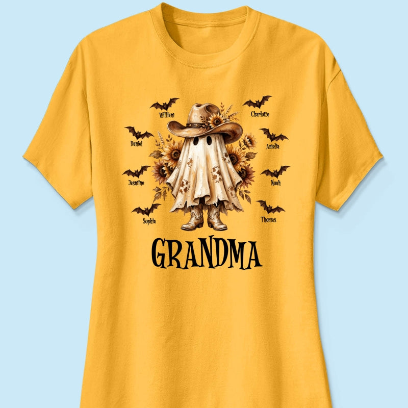 Western Cowgirl Boo Grandma Fall Season Halloween - Personalized Shirt - Halloween Gift For Grandma