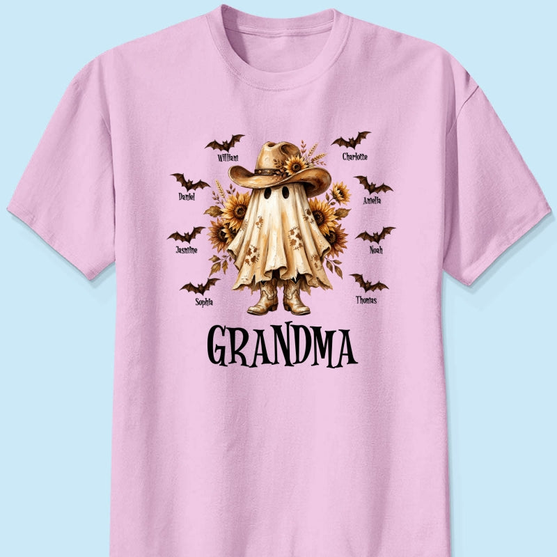 Western Cowgirl Boo Grandma Fall Season Halloween - Personalized Shirt - Halloween Gift For Grandma