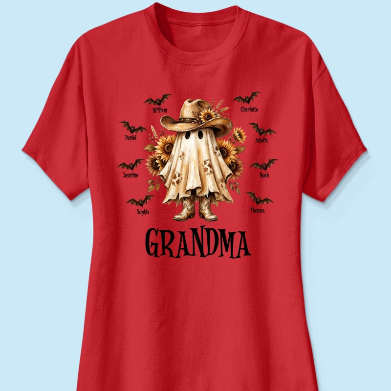 Western Cowgirl Boo Grandma Fall Season Halloween - Personalized Shirt - Halloween Gift For Grandma