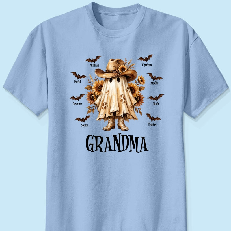 Western Cowgirl Boo Grandma Fall Season Halloween - Personalized Shirt - Halloween Gift For Grandma