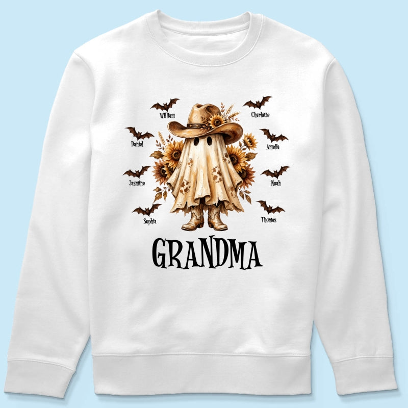 Western Cowgirl Boo Grandma Fall Season Halloween - Personalized Shirt - Halloween Gift For Grandma
