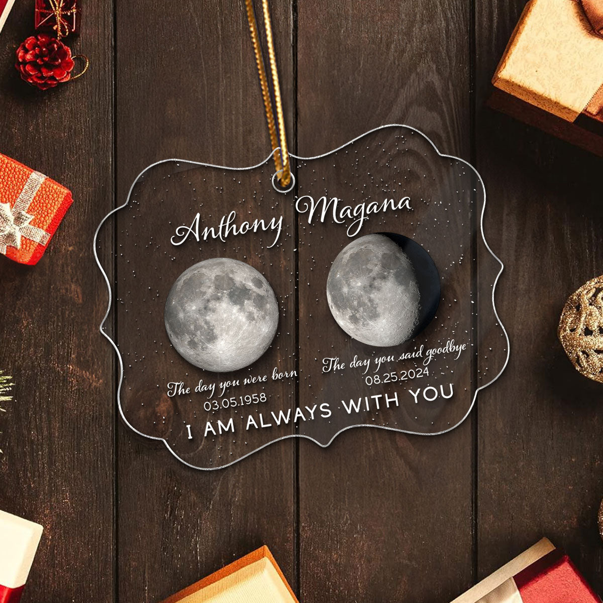 Lost Loved One Custom Moon Phase - Personalized Acrylic Ornament - Heartwarming Memorial Sympathy Gift