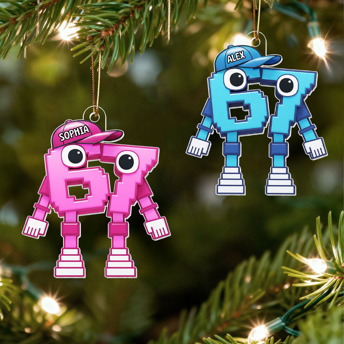 3D Effect 67 Brain Rot Christmas Ornament – Personalize Funny Roblox Style Kid Gift