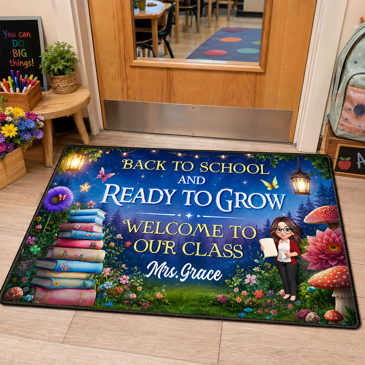 Back To School And Ready To Grow - Personalized Doormat - Back To School Gift For Teacher, Classroom Decor