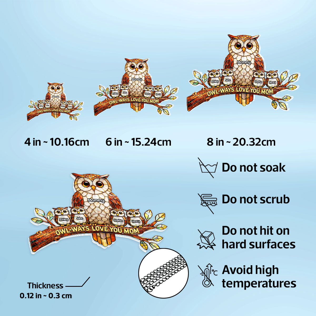 Owl-Ways Love You Mom - Personalized Suncatcher - Gift For Mom, Grandma