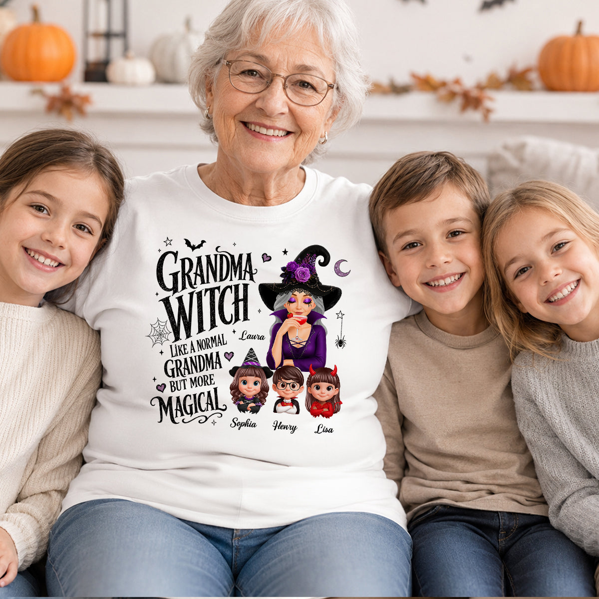 Grandma Witch More Magical - Personalized Shirt - Trendy Halloween Tee for Grandma