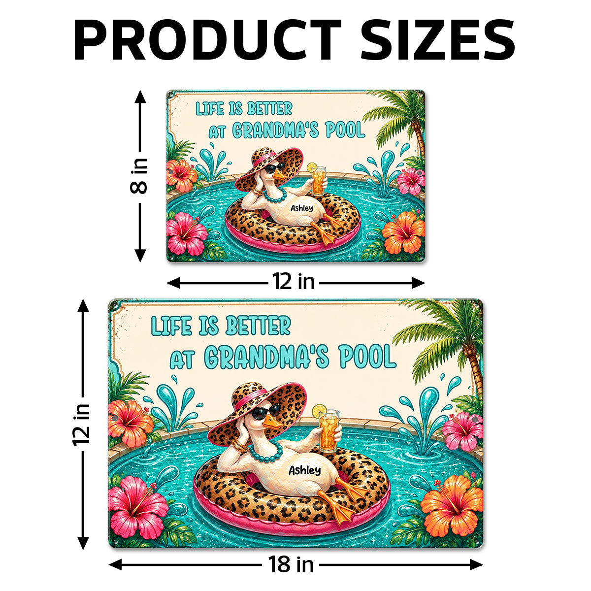 Life Is Better At Grandma's Pool - Personalized Metal Sign - Gift For Grandma, Summer Decorations