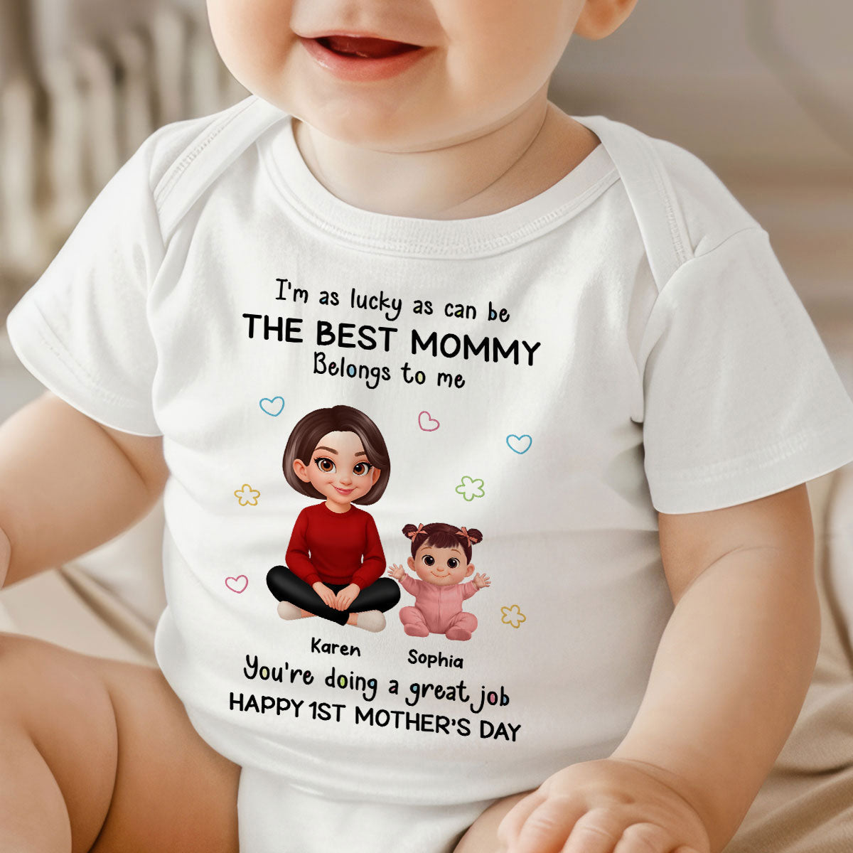 I Am Lucky As Can Be The Best Mommy - Personalized Baby Onesie - First Mother's Day Baby Gift