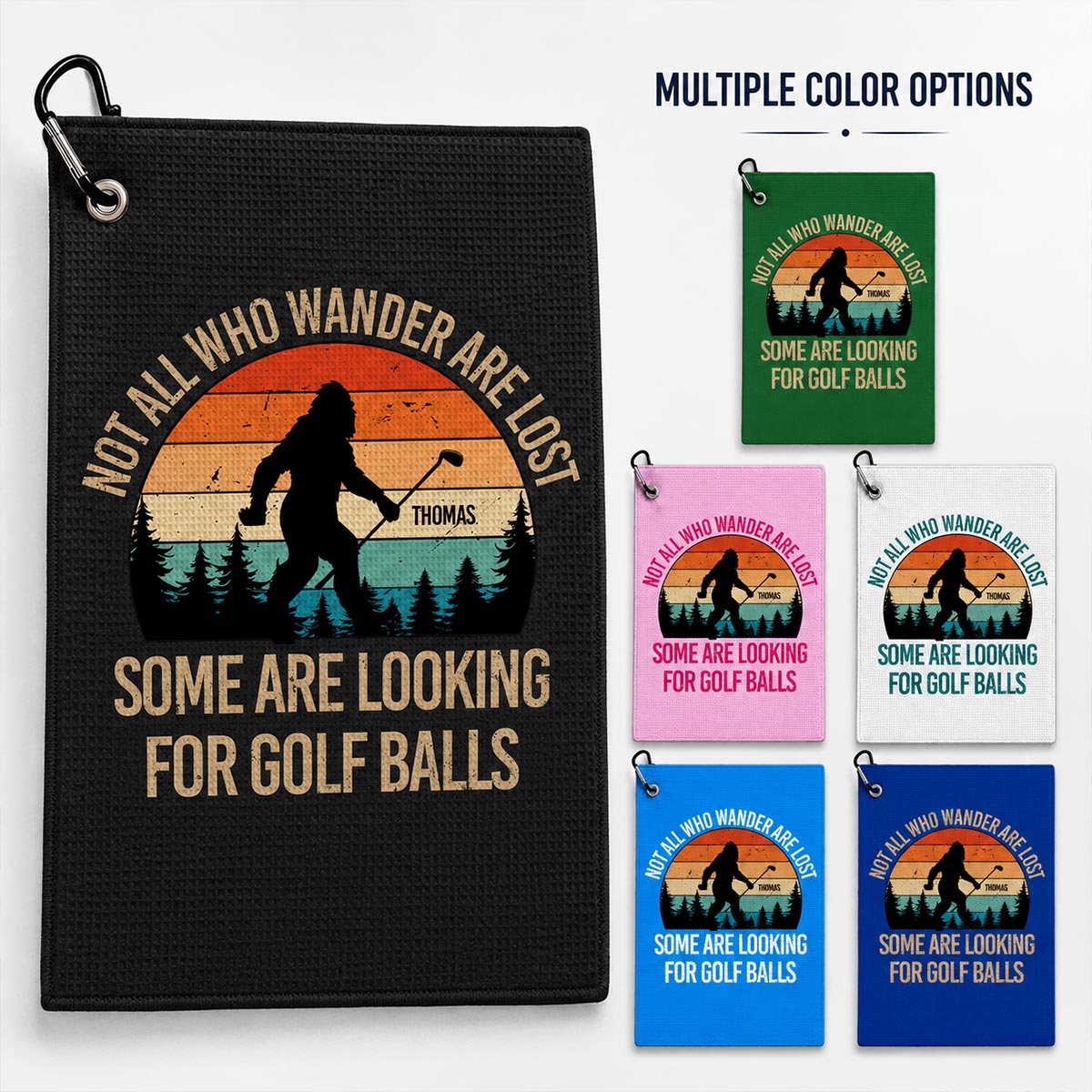 Wanders Looking For Golf Balls - Personalized Golf Towel - Funny Gift For Golf Lovers, Husband, Dad, Grandpa