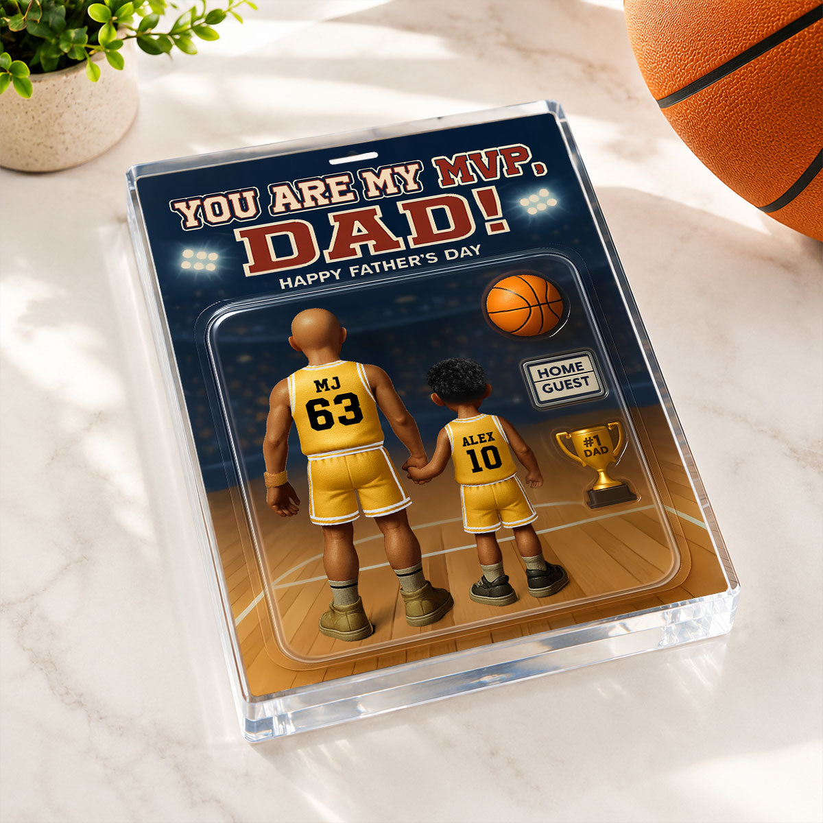 You Are My MVP Dad, Basketball Custom Figure - Personalized Acrylic Block Plaque - Gift For Dad, Husband, Grandpa