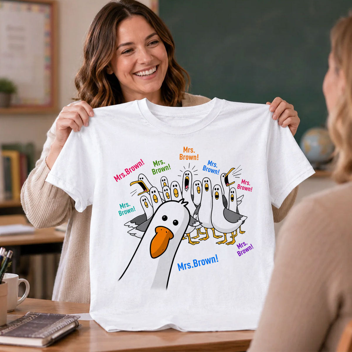Funny Seagulls Teacher Name - Personalized Shirt - Back To School Gift For Teacher