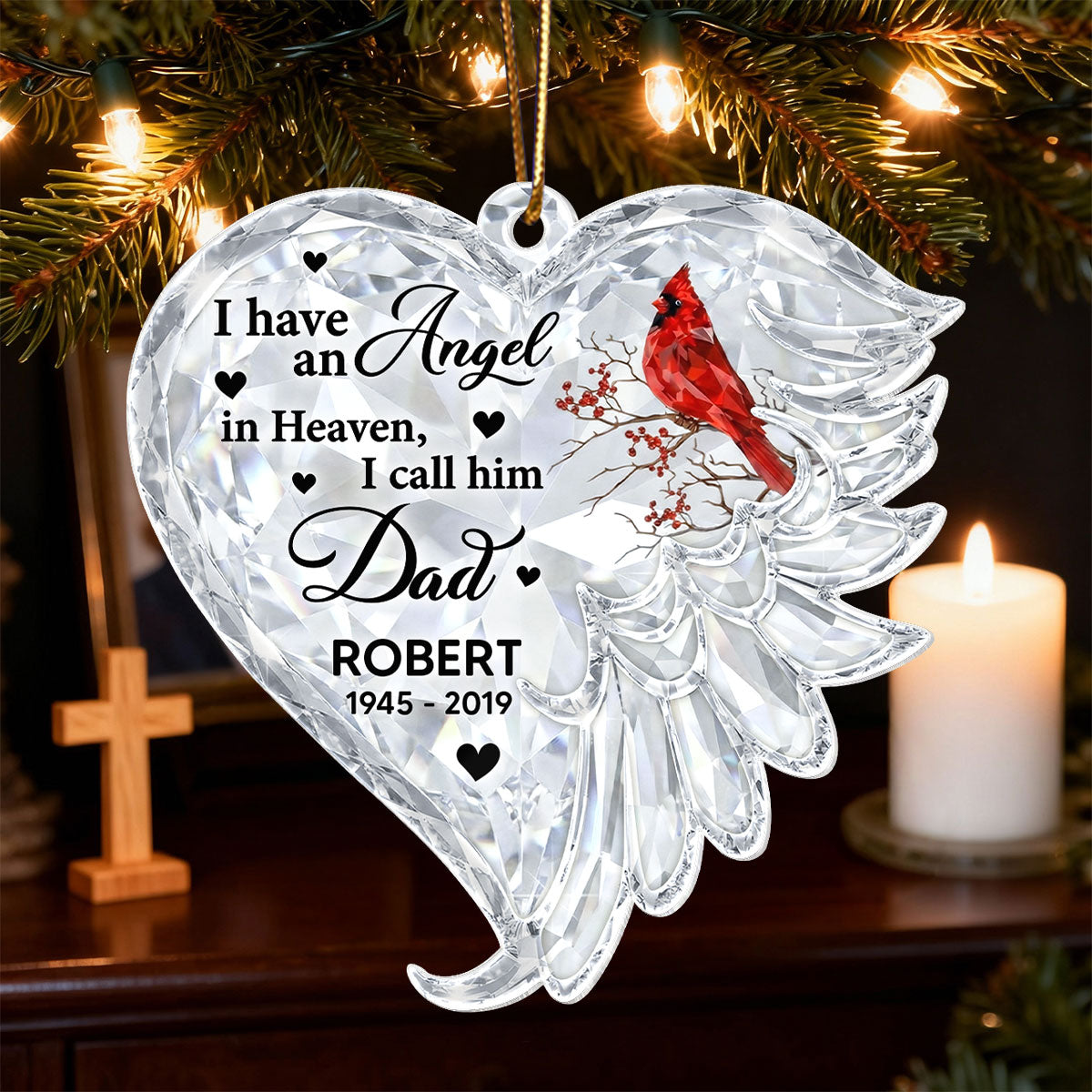 3D Crystal Effect Christmas in Heaven - Personalized Acrylic Ornament - Remembrance Gift, Sympathy Gift For Whole Family, Extended Family