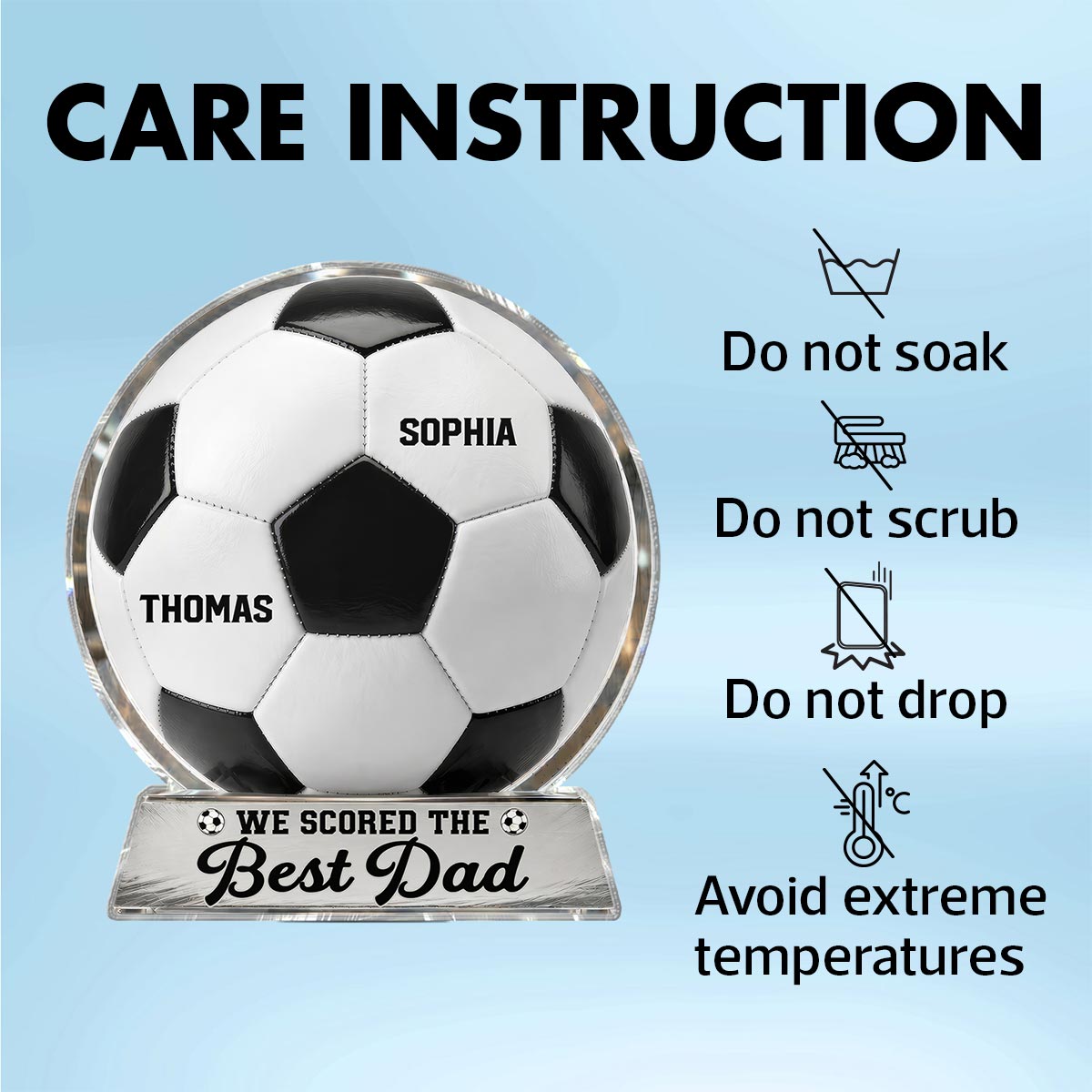 We Scored The Best Dad - Personalized Acrylic Block Plaque -  Gift For Soccer Dad