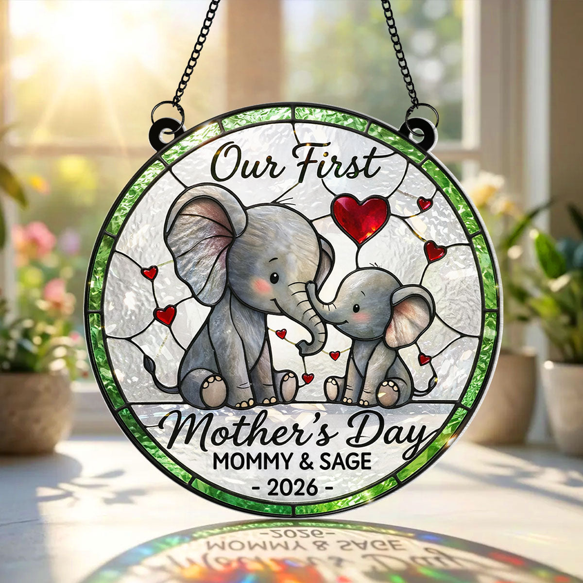 Our 1st Mother's Day Elephant - Personalized Suncatcher - Mother's Day Gift For Her, Mom, Wife