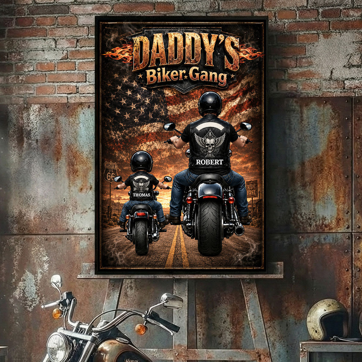 Daddy's Biker Gang - Personalized Poster - Father's Day Gift for Dad, Husband