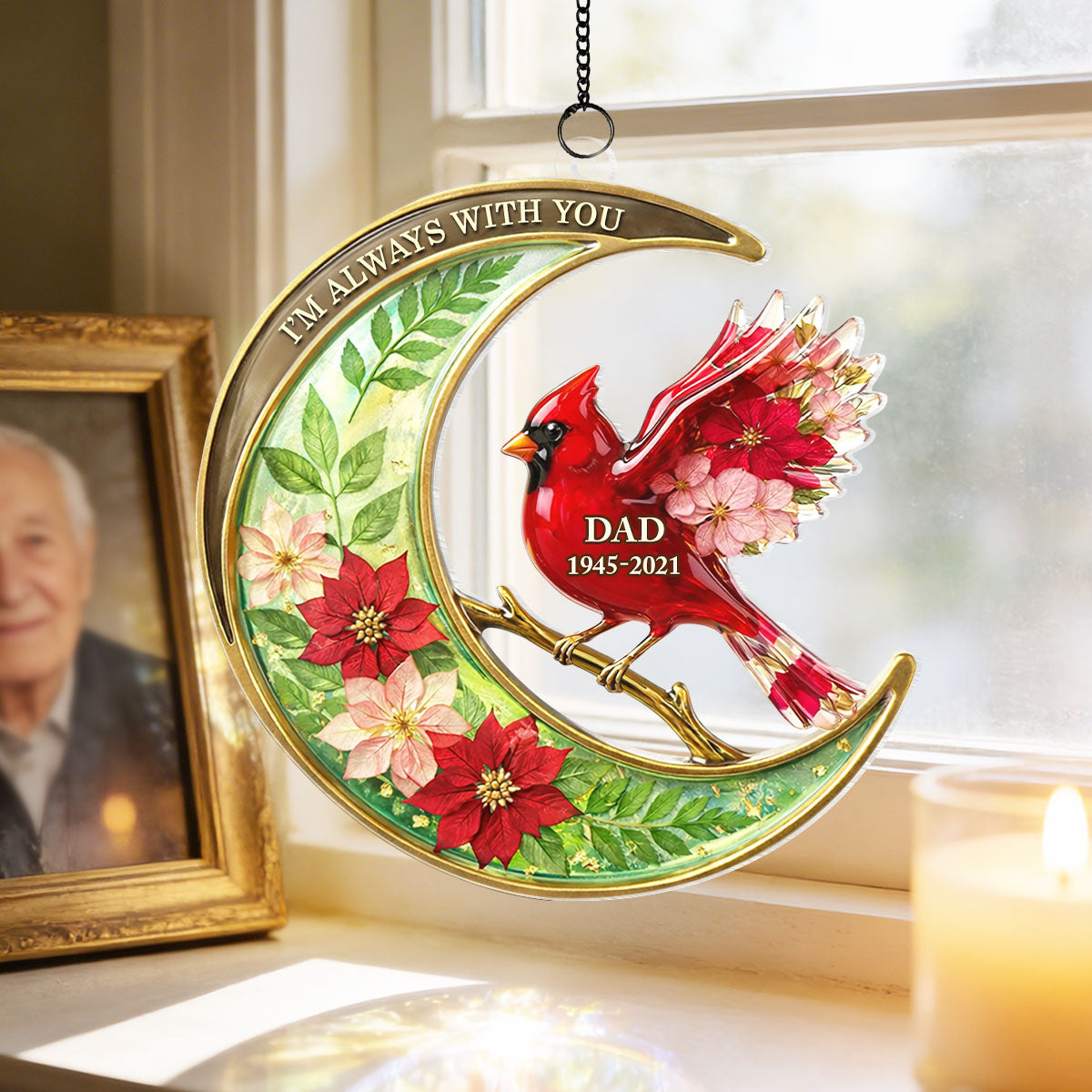 I'm Always With You Memorial - Personalized Suncatcher Ornament - Heartfelt Remembrance Keepsake for Loved Ones