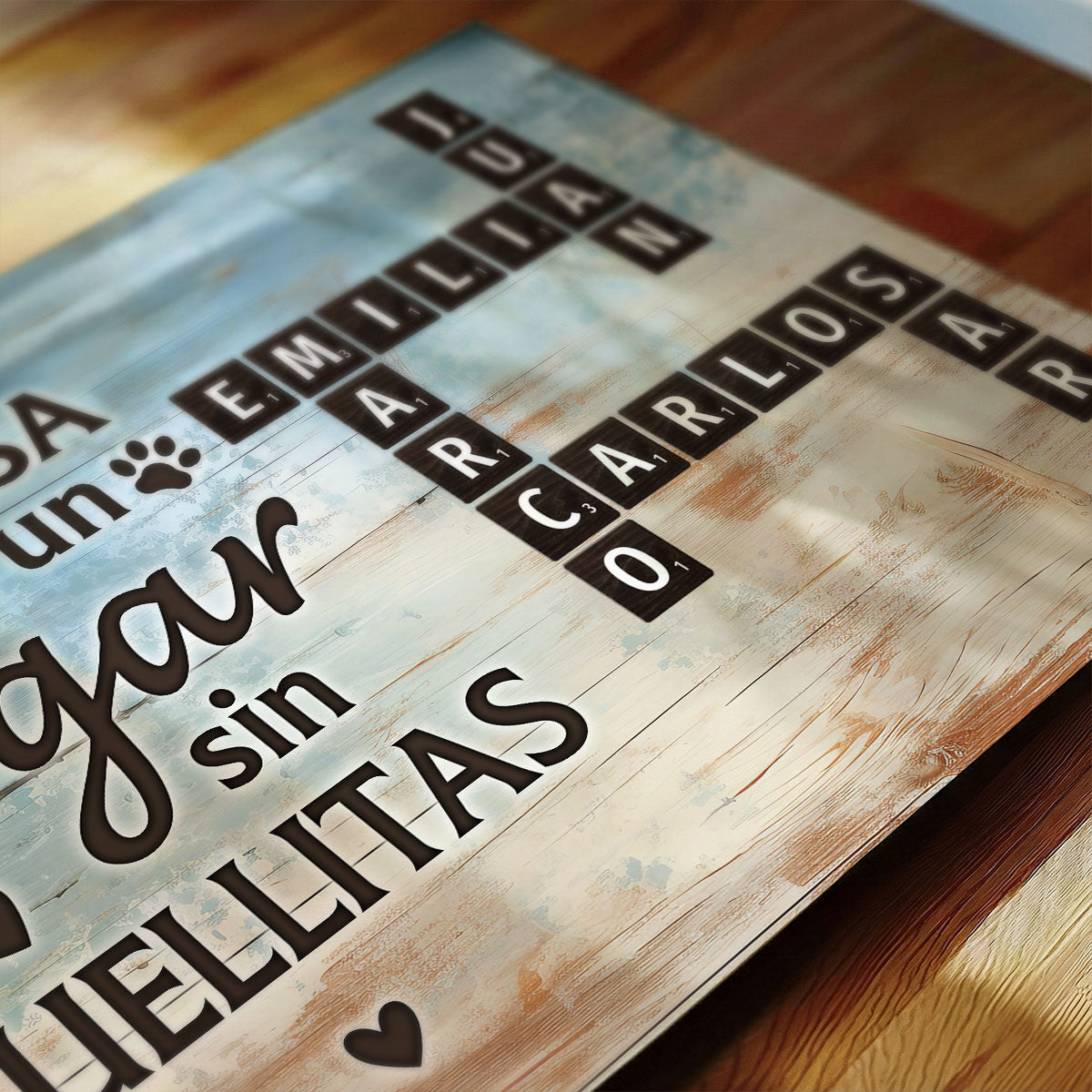 Una Casa No Es Un Hogar Sin Huellitas Pet Name Crossword Puzzle - Personalized Poster - Spanish Version Home Decor For Pet Lovers