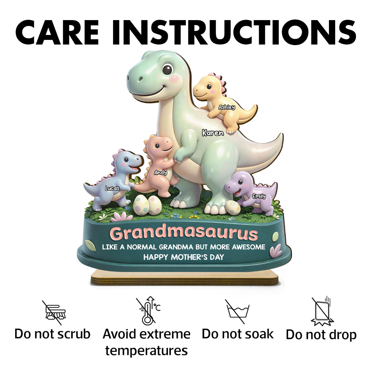 Mamasaurus More Awesome - Personalized 2-Layered Wooden Plaque - Sentimental Mother's Day Gift for Mom, Wife