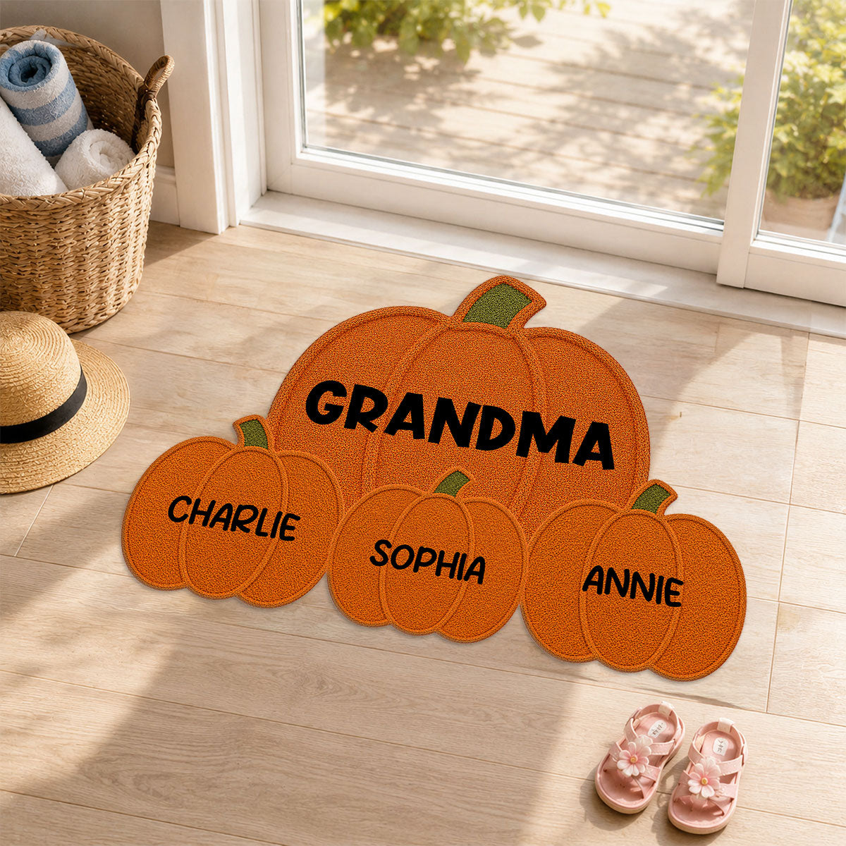 Fall Season Grandma Grandpa's Little Pumpkins - Personalized Doormat - Gift For Grandma