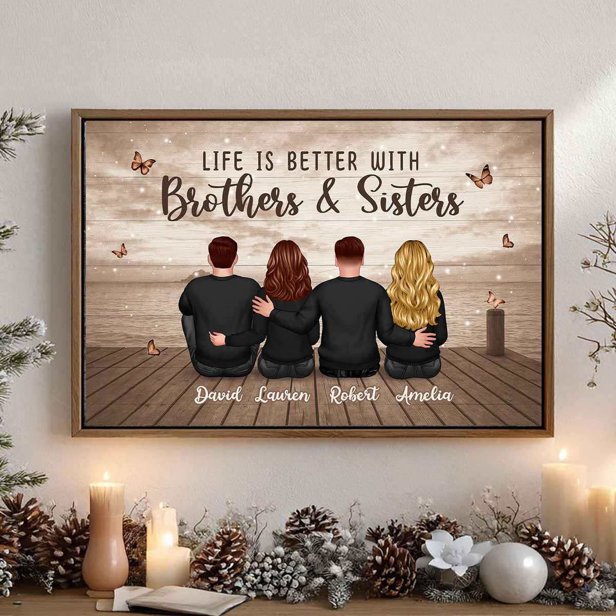 Family Siblings Besties Retro Wall Art - Personalized Poster - Sentimental Gift for Loved Ones