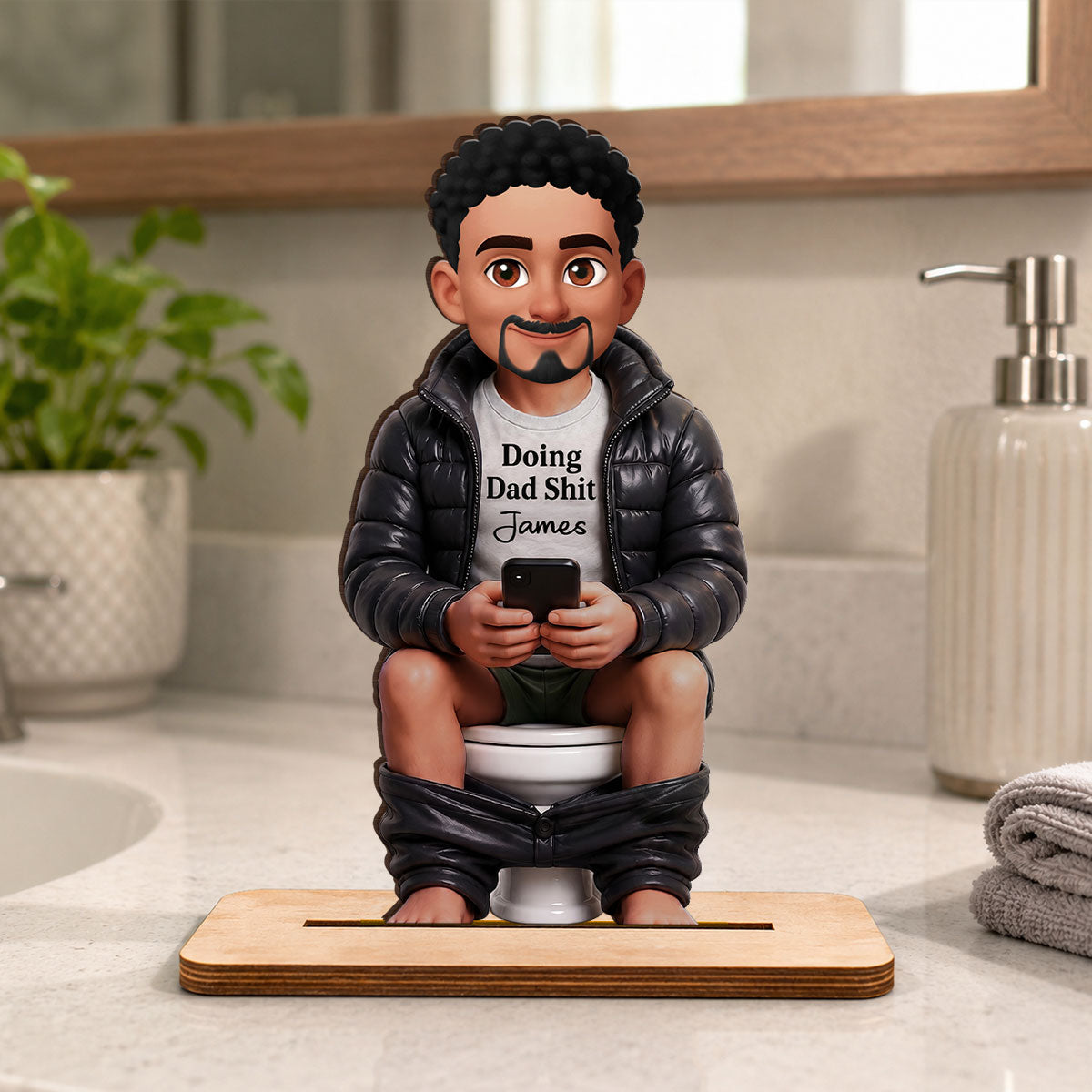 Doing Dad Sh*t Funny - Personalized 2-Layered Wooden Plaque - Funny  Gift for Dad, Husband
