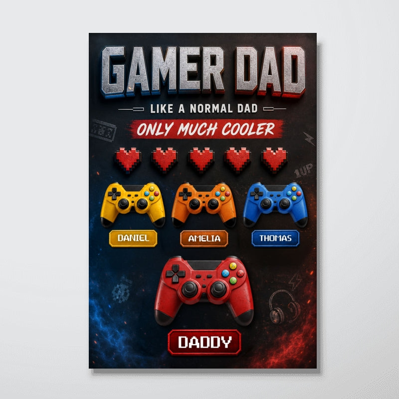 Gamer Dad Much Cooler - Personalized Poster - Father's Day Gift for Gamer Dad, Husband