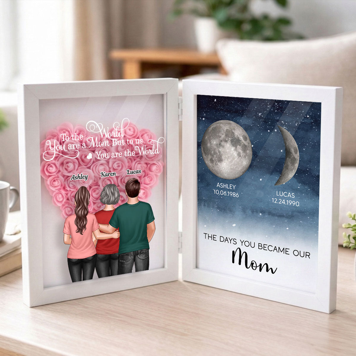To Us You Are The World Mom - Personalized Flower Shadow Box - Heartfelt Gift For Mom