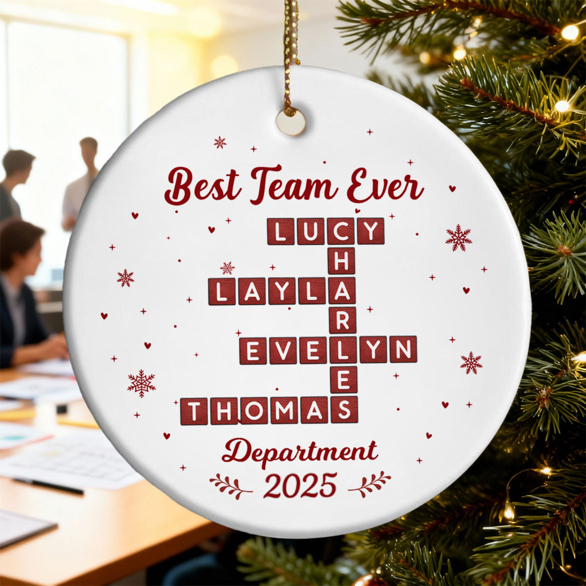 Best Team Ever Crossword Puzzle - Personalized Ceramic Ornament - Coworkers, Colleagues Gift Exchange