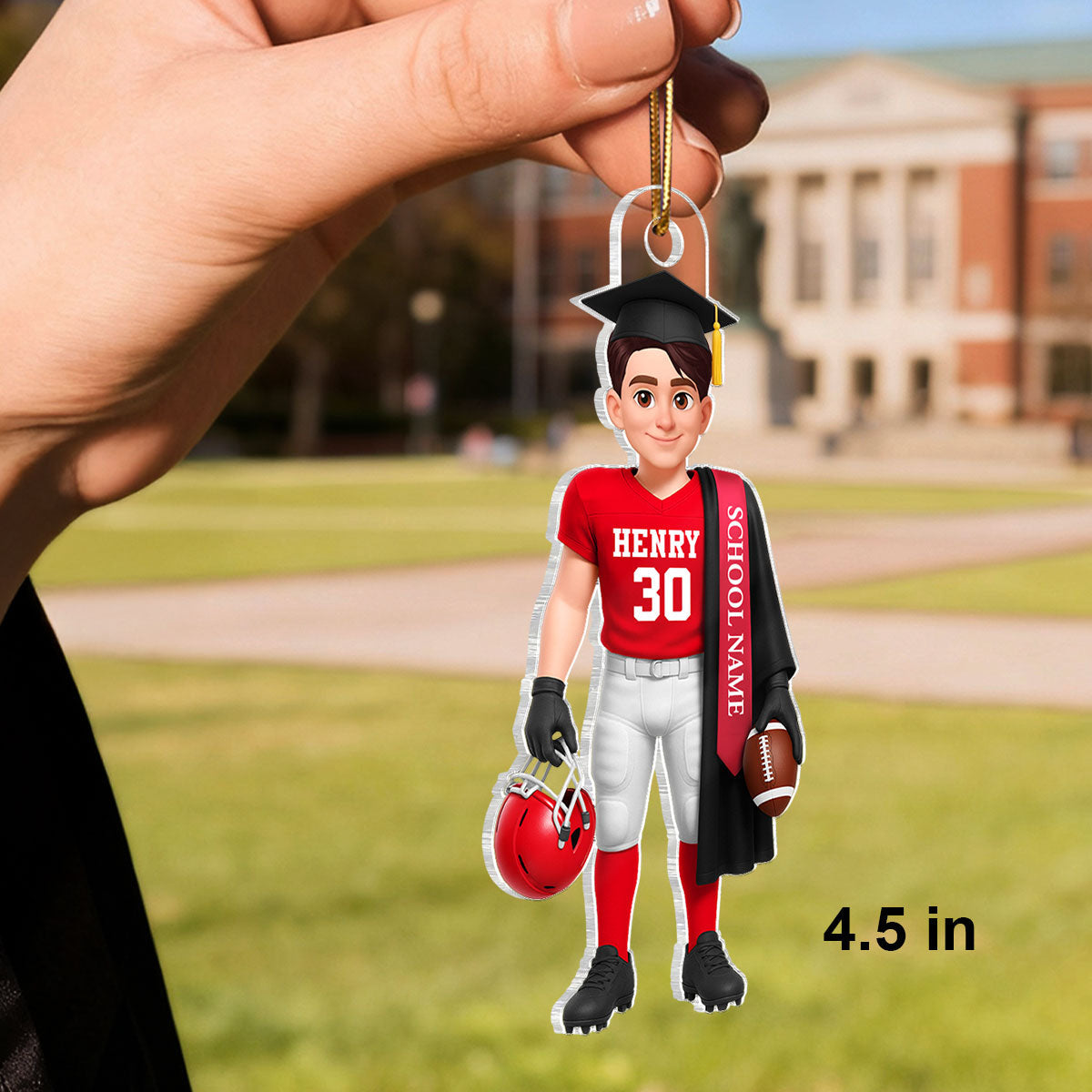 Football Boy 3D Effect Senior - Personalized Acrylic Ornament - Christmas Gift Graduation Gift