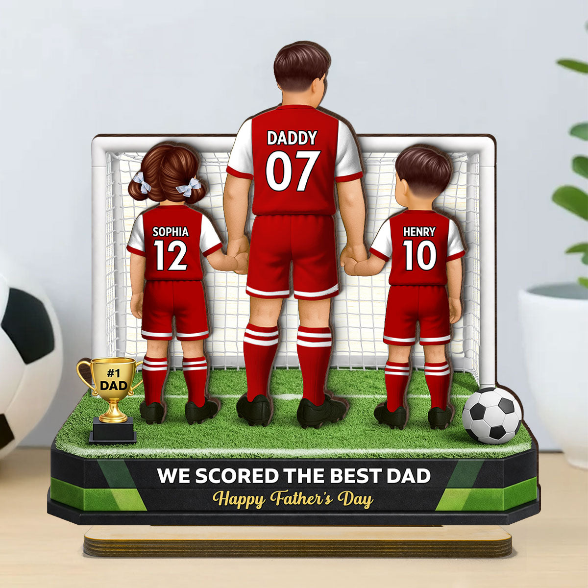 We Scored The Best Dad Soccer - Personalized 2-Layered Wooden Plaque - Heartfelt Gift For Soccer Dad, Gift For Husband