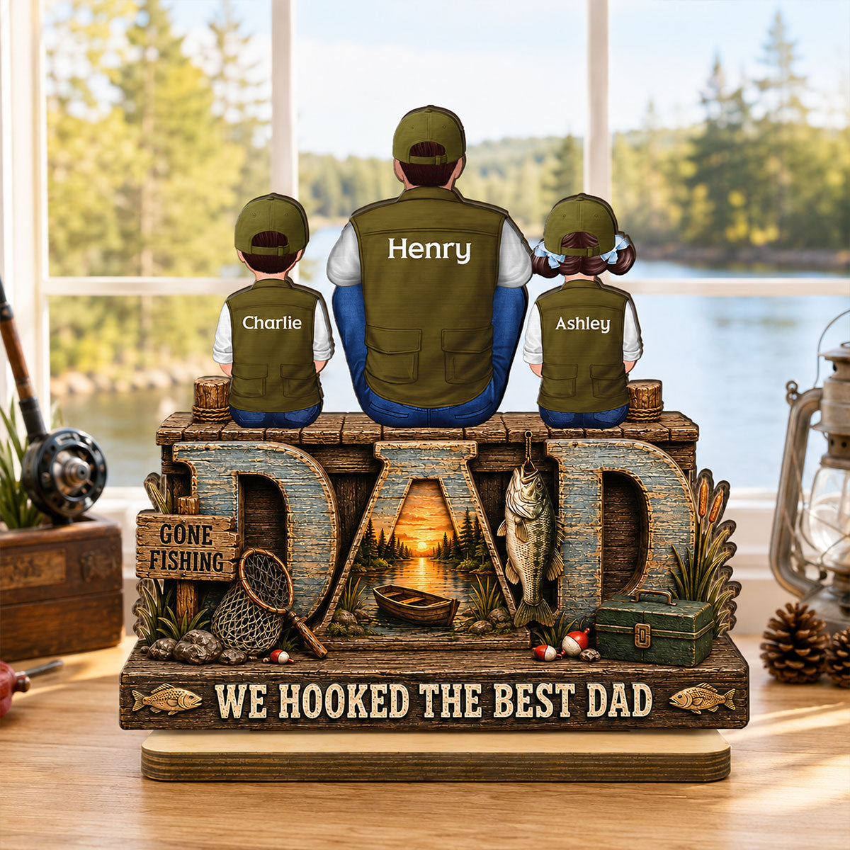 Trending We Hooked The Best Dad - Personalized 2-Layered Wooden Plaque - Gift For Fishing Dad, Fishing Lovers