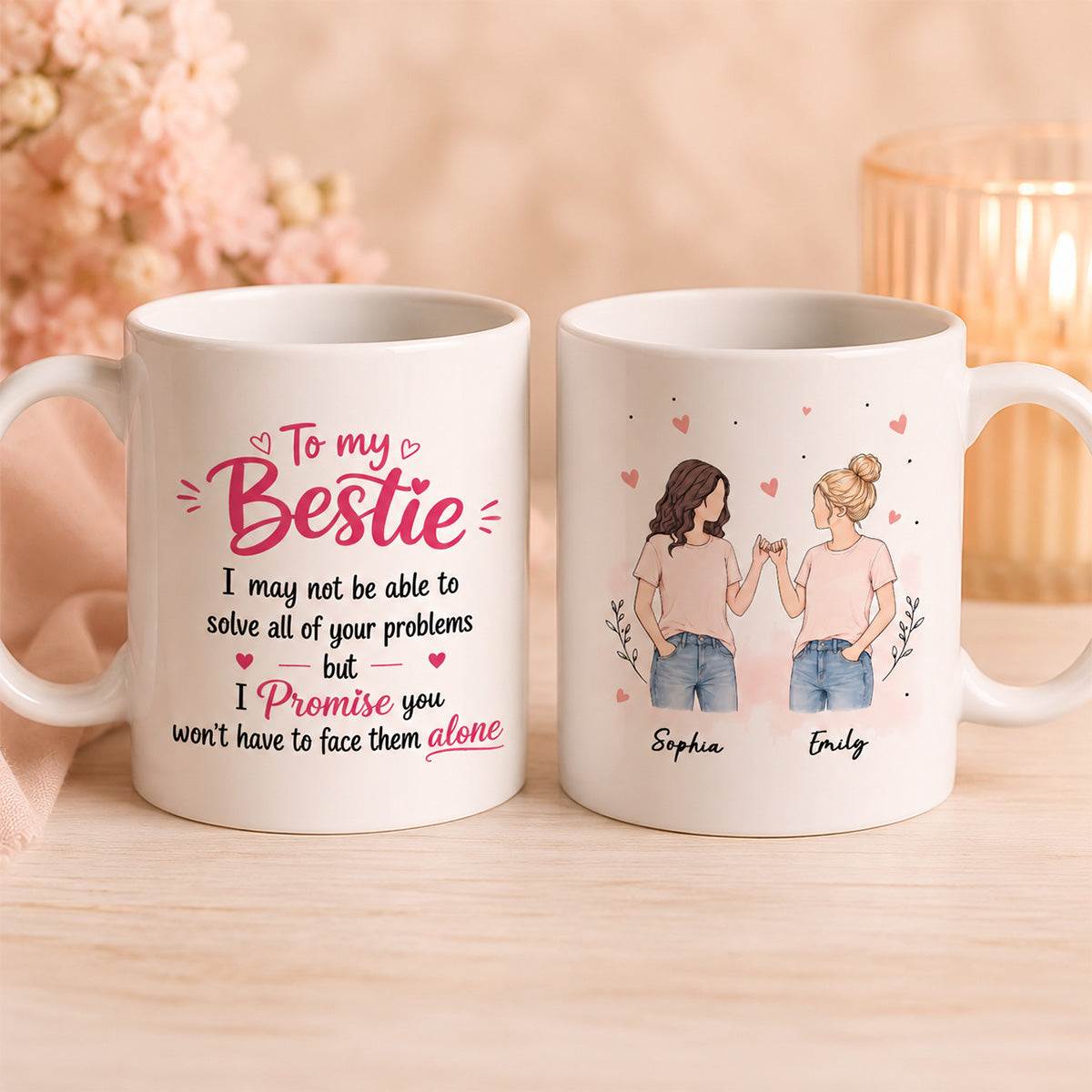 To My Bestie Pinky Promise Besties - Personalized Mug - Friendship Keepsake For Best Friends