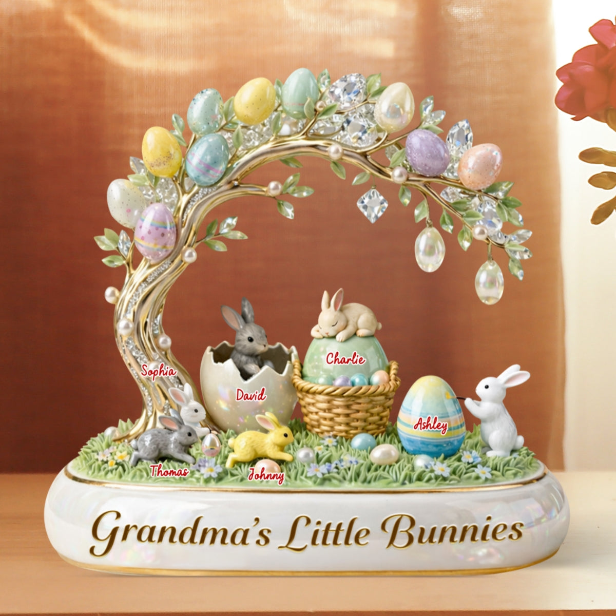 Grandma's Little Bunnies Easter Eggs - Personalized Acrylic Block Plaque - Easter Decor Gift for Grandma, Mom