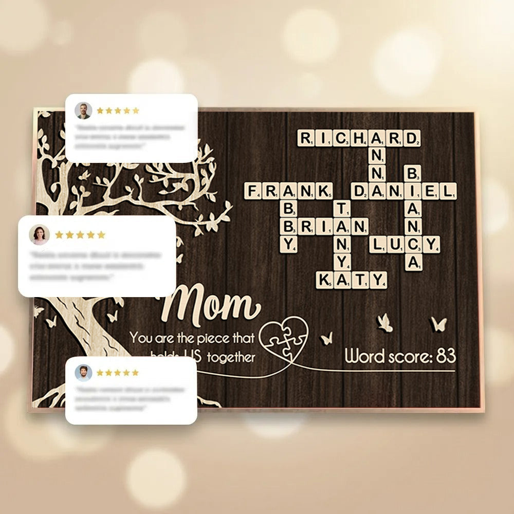 Mom You Are the Piece That Holds us Together, Crossword Puzzle Art - Personalized Poster - Sentimental Gift for Mom