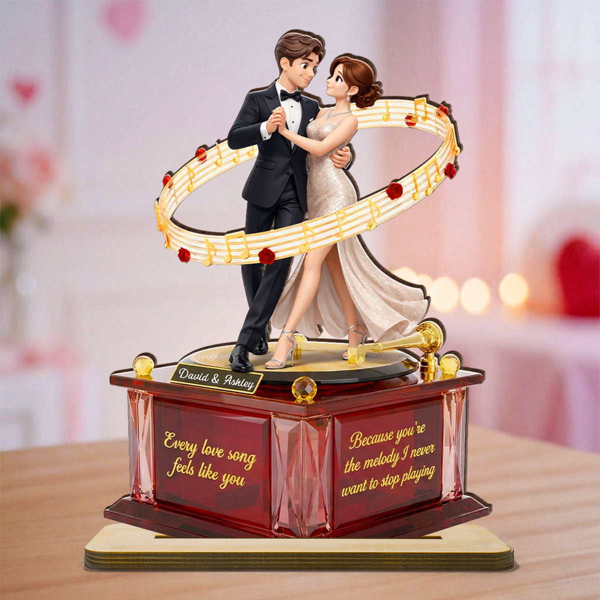 You're The Melody I Never Want To Stop Playing - Personalized 2-Layered Wooden Plaque - Valentine's Gift For Him, For Her, For Couple