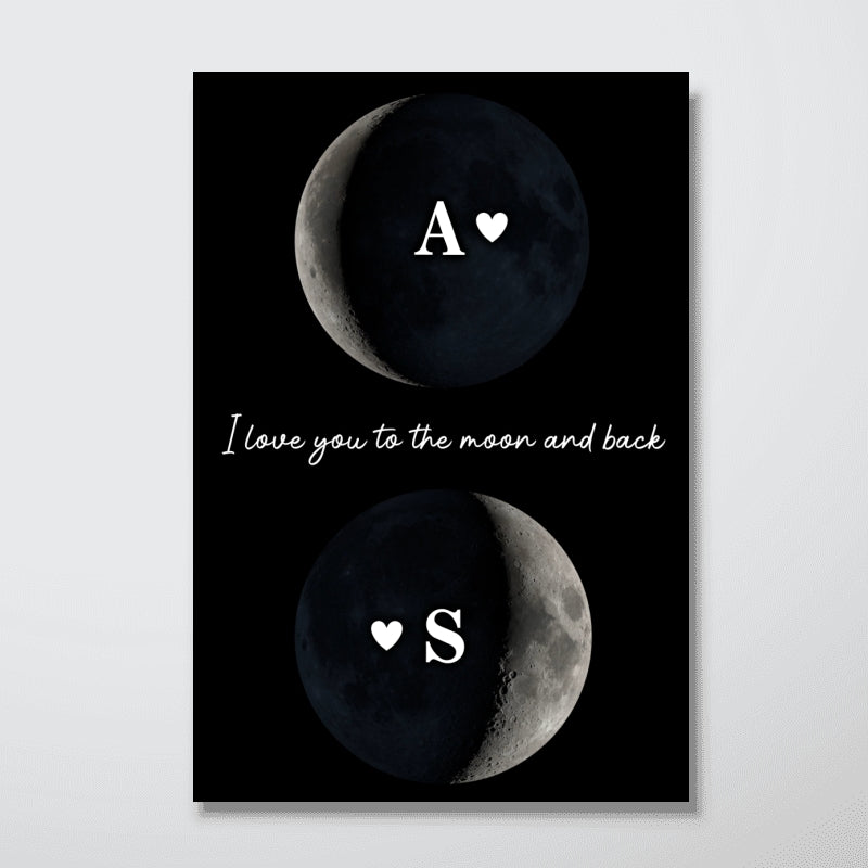 Custom Couple Birth Date Moon Phase - Personalized Poster - Valentine's Day Gift For Couple, For Her, For Him