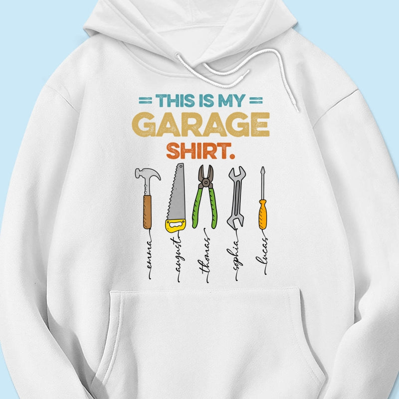 This Is My Garage Shirt Custom Kids Name - Personalized Shirt - Father's Day Gift For Mechanic Dad, Grandpa